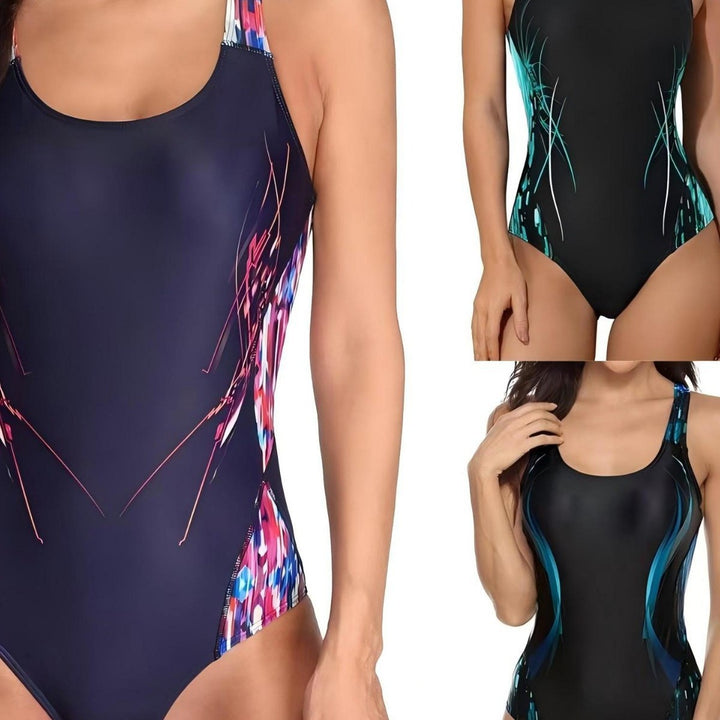 Dame Sporty Éntaler Badedragt med dynamisk grafisk design og racerback snit Stilla