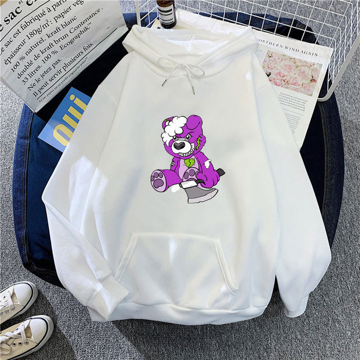 Kvinders hætte sweatshirt med charmerende bjørnemotiv Skovae