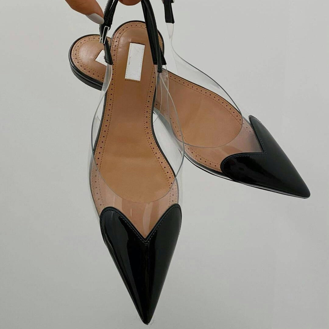 Dame transparente spids Slingback-flats Stilla