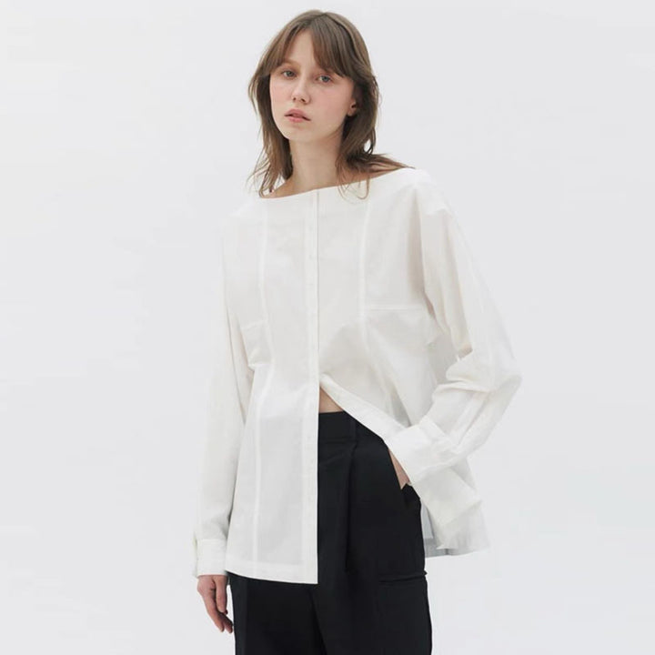 Kvinders klassiske skjortebluse med moderne detaljer Stilla