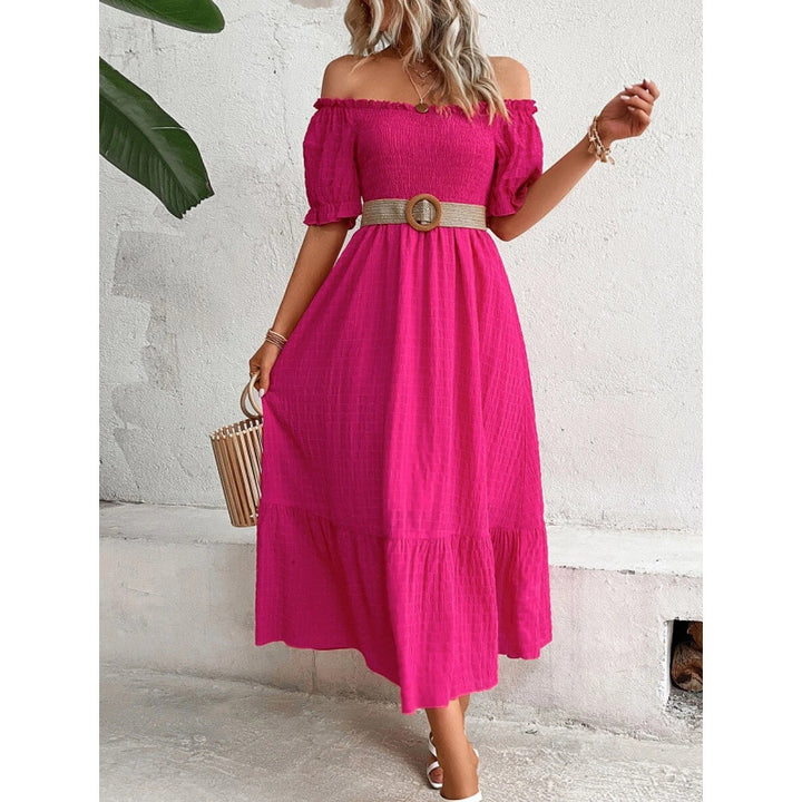 Damer Off-Shoulder Maxikjole med voluminøse ærmer og flydende snit Skovae