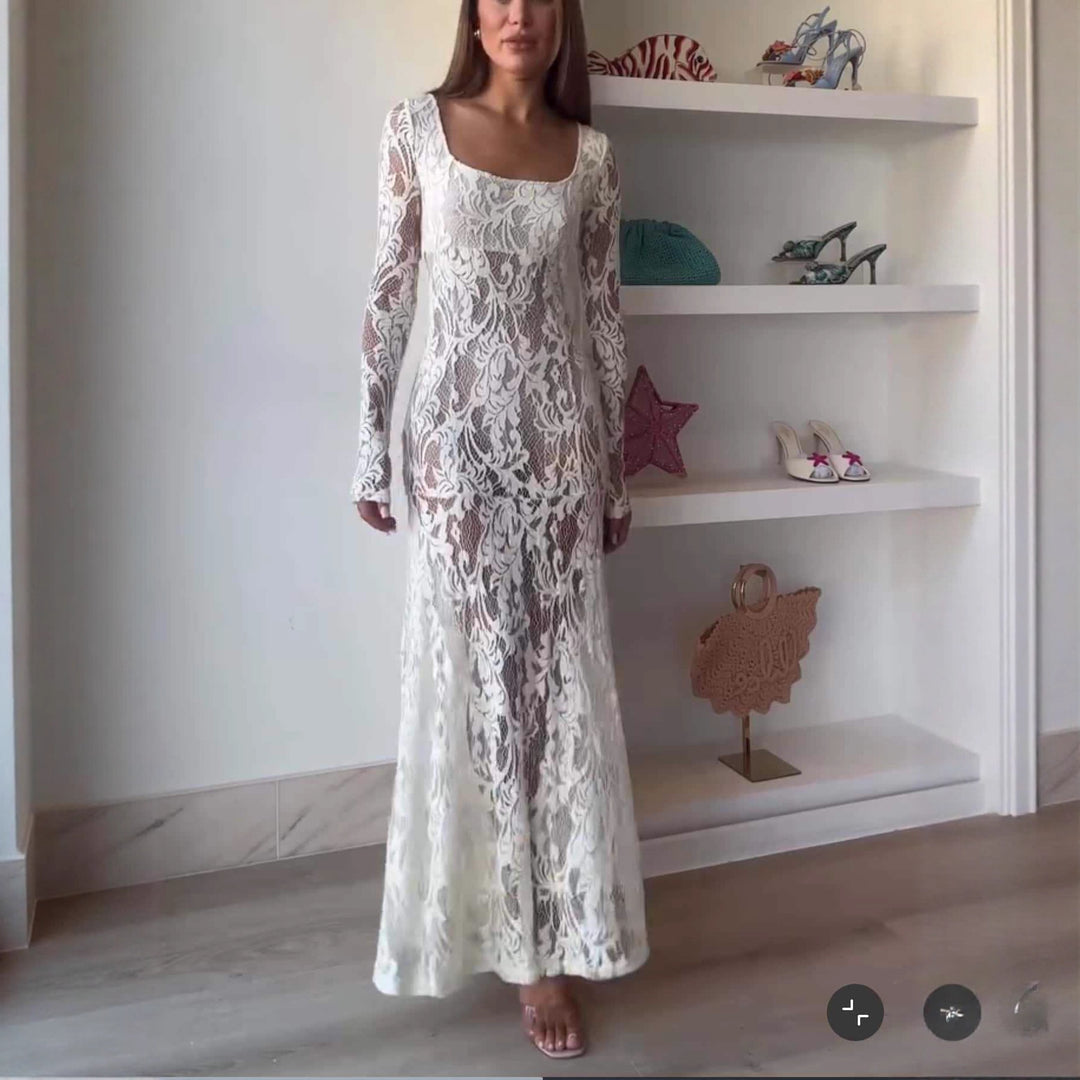 Dame Spidsmaxikjole med lang arm og elegant silhuet Stilla