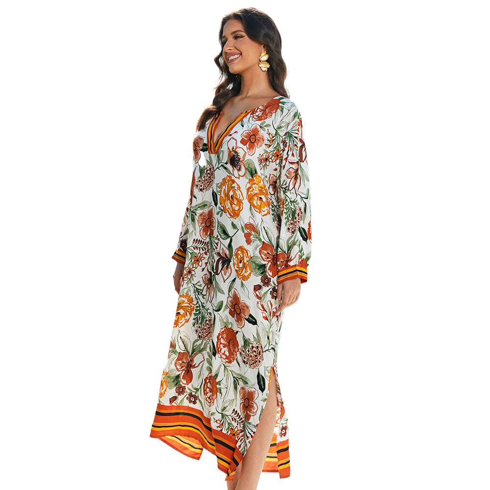 Dame sommerlig maxikjole med blomsterprint Stilla
