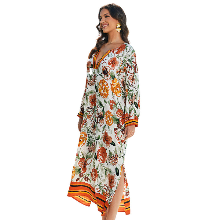 Dame sommerlig maxikjole med blomsterprint Stilla
