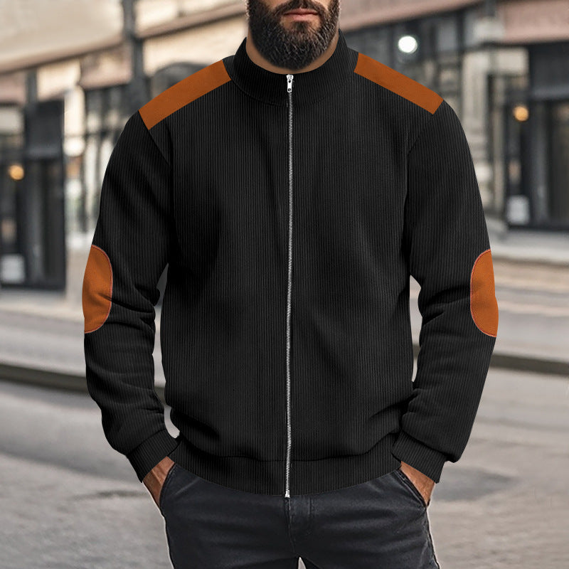 Herrer trendy strikjakke med moderne kontrastelementer Stilla