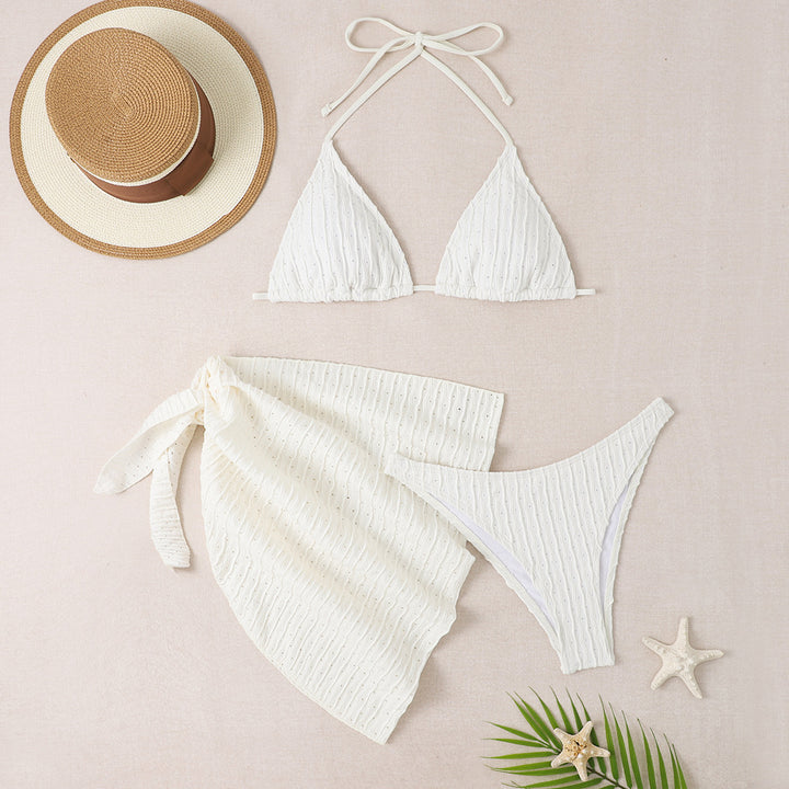 Dame triangel-bikini med moderne indpakningskjole og elegante detaljer Skovae