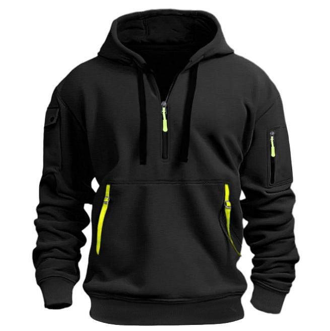 Herre hoodie med praktiske lynlåslommer Skovae