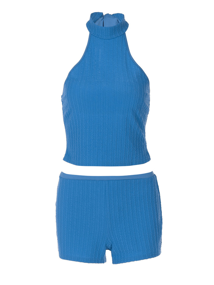 Dame Moderne Cropped-Top og Shorts Sæt med eksklusiv Strukturdesign Stilla