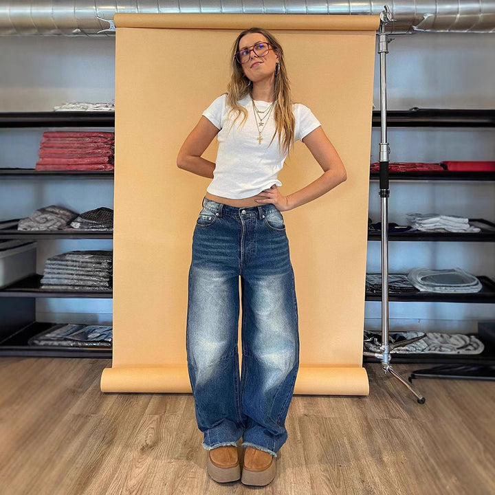 Dame bred jeans med moderne snit Stilla