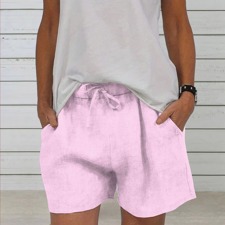Dame Fritids Linned Shorts Stilla