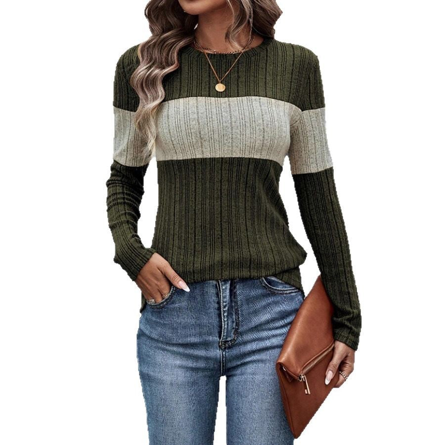 Kvindernes elegante fine strikket sweater med trendy stribet mønster Stilla