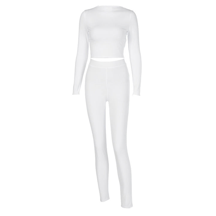 Dame Sporty sæt med tætsiddende, langærmet top og høj talje leggings Stilla