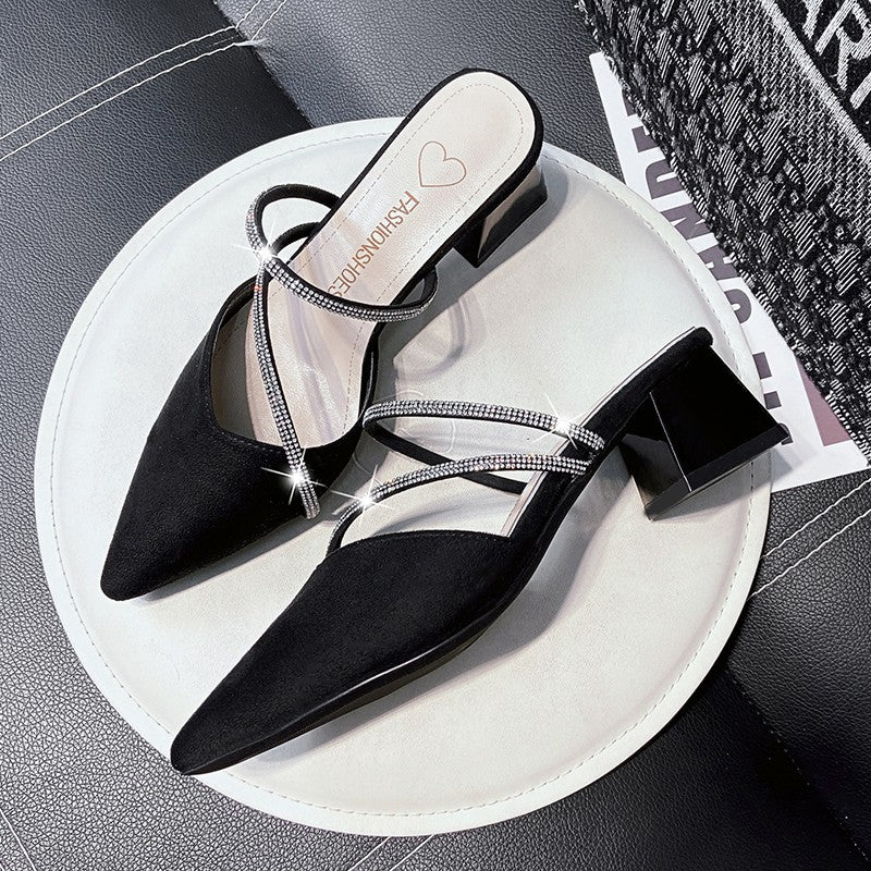 Dame elegante Slingback-pumper med dekoreret remføring og komfortabel blokhæl Stilla