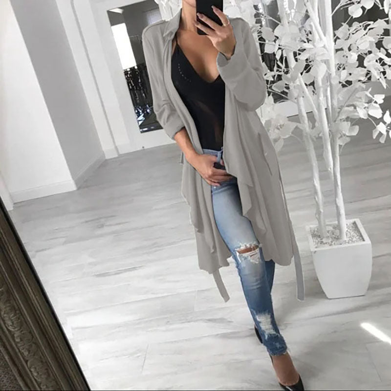 Dame afslappet, asymmetrisk Cardigan med åbne kanter Stilla