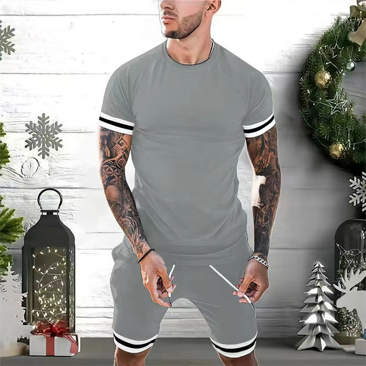 Herrer Sportslig Komfort Fit Rundhalset T-shirt og Shorts Sæt Stilla