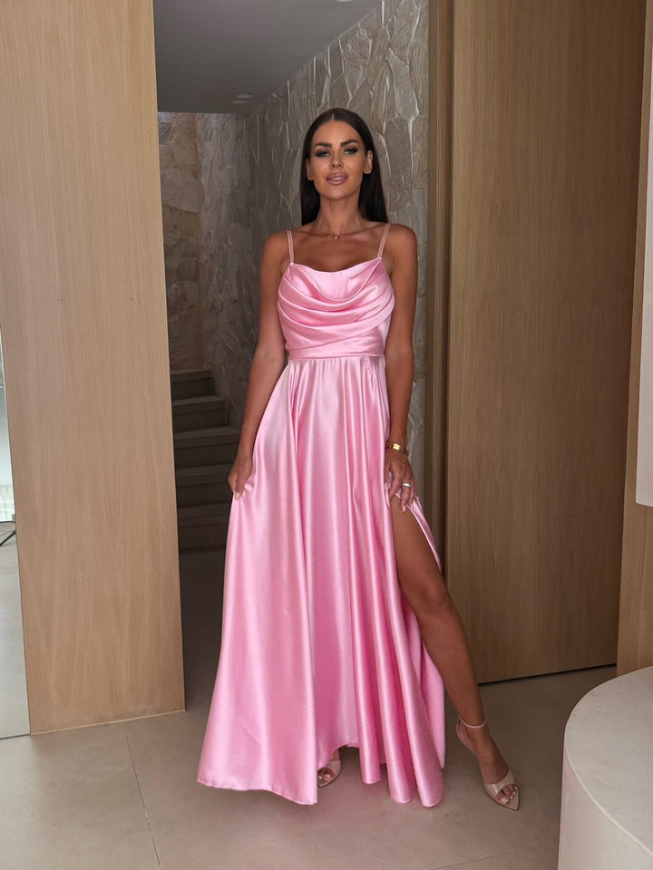 Dame Elegant Satin Maxikjole Stilla