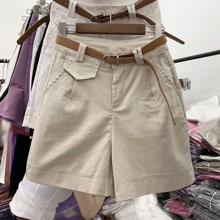 Dame Skræddersyet Casual Højtaljede Shorts med unikt Bælte-Design Stilla