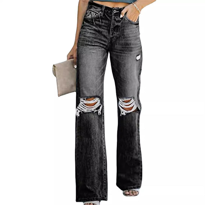 Dame Flared Jeans i moderne Destroyed-look med høje lommer Stilla