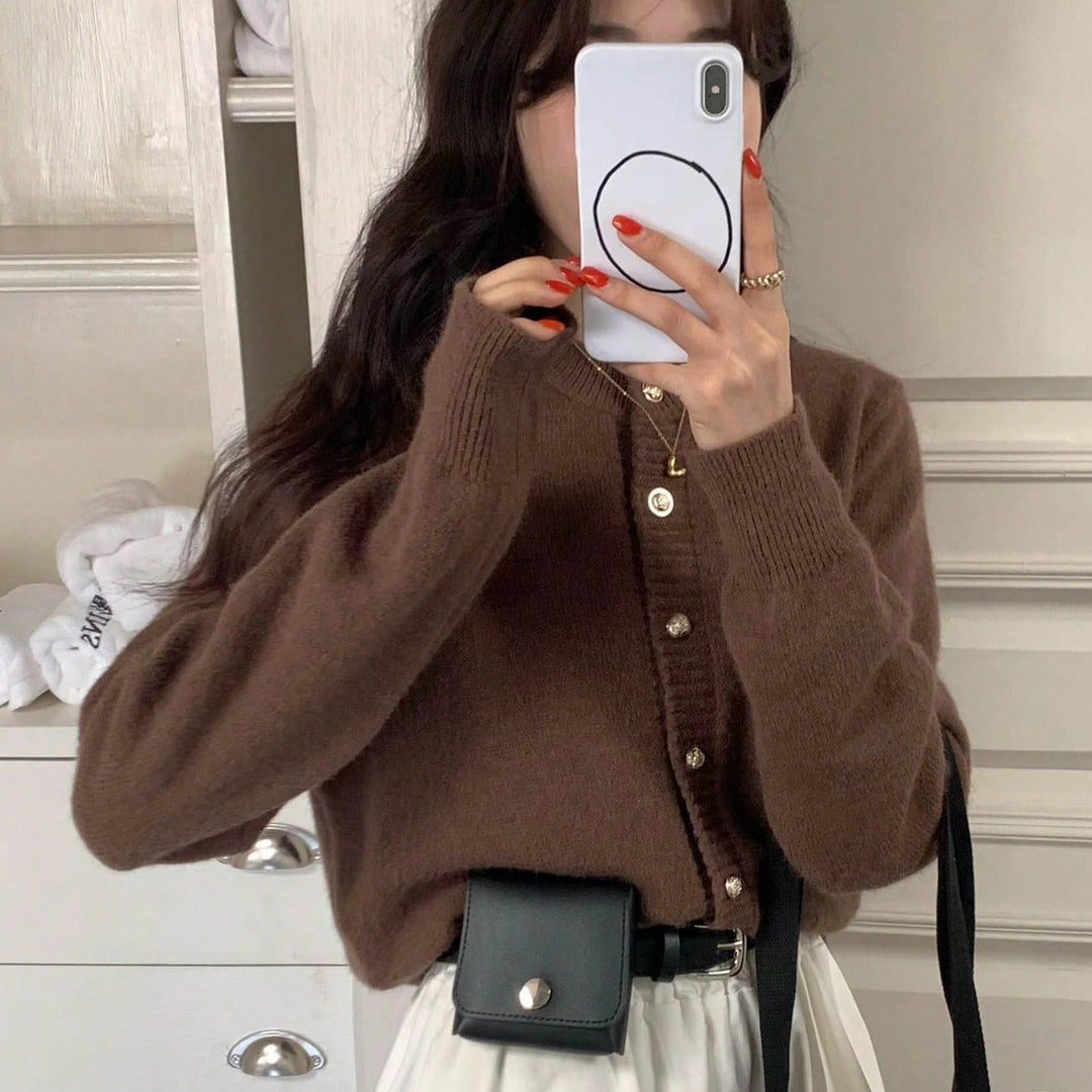 Femme Knap-detalje Blød Strikcardigan Stilla
