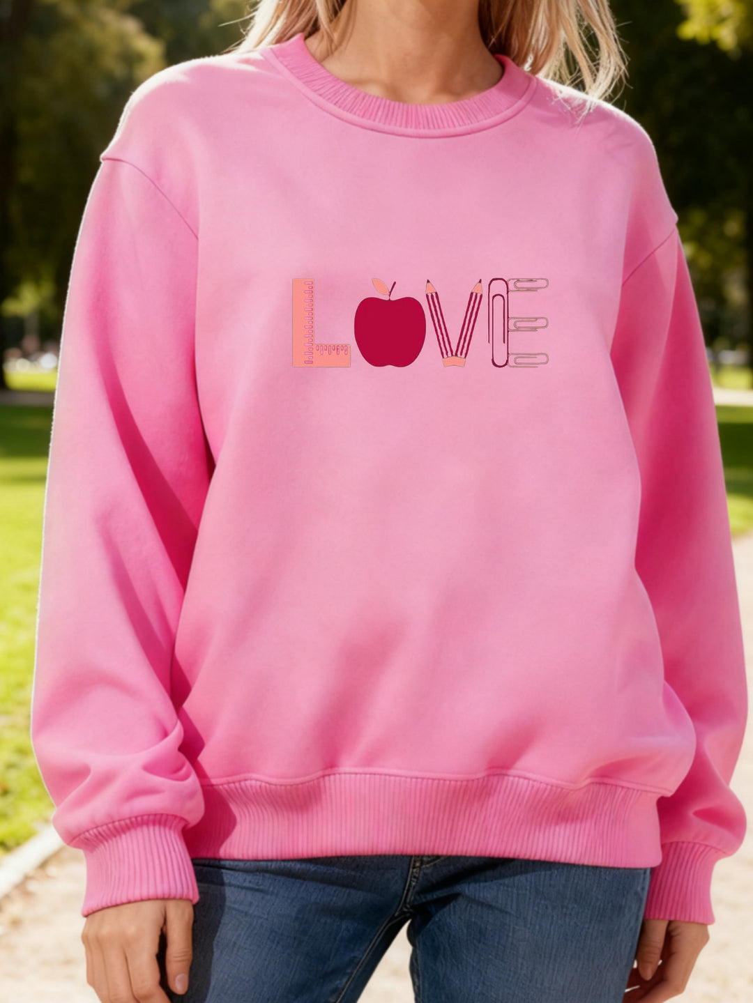 Kvinders sweatshirt med kreativ kærlighedsmotiv Stilla
