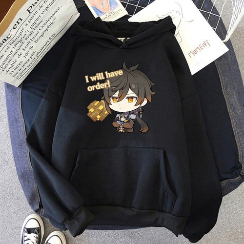 Kvinders hoodie med sød anime design og behagelig pasform Skovae
