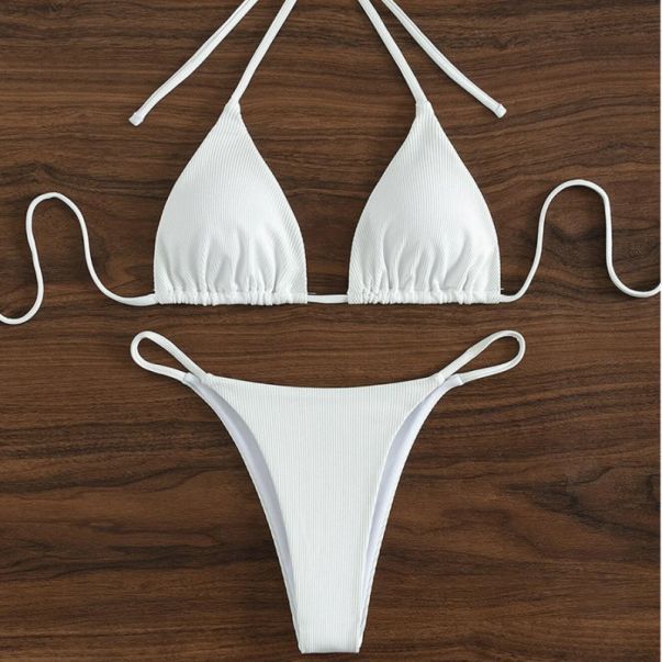 Femme Ribbet Trekant-Bikini-Sæt med Justerbare Stropper Stilla 1750313953