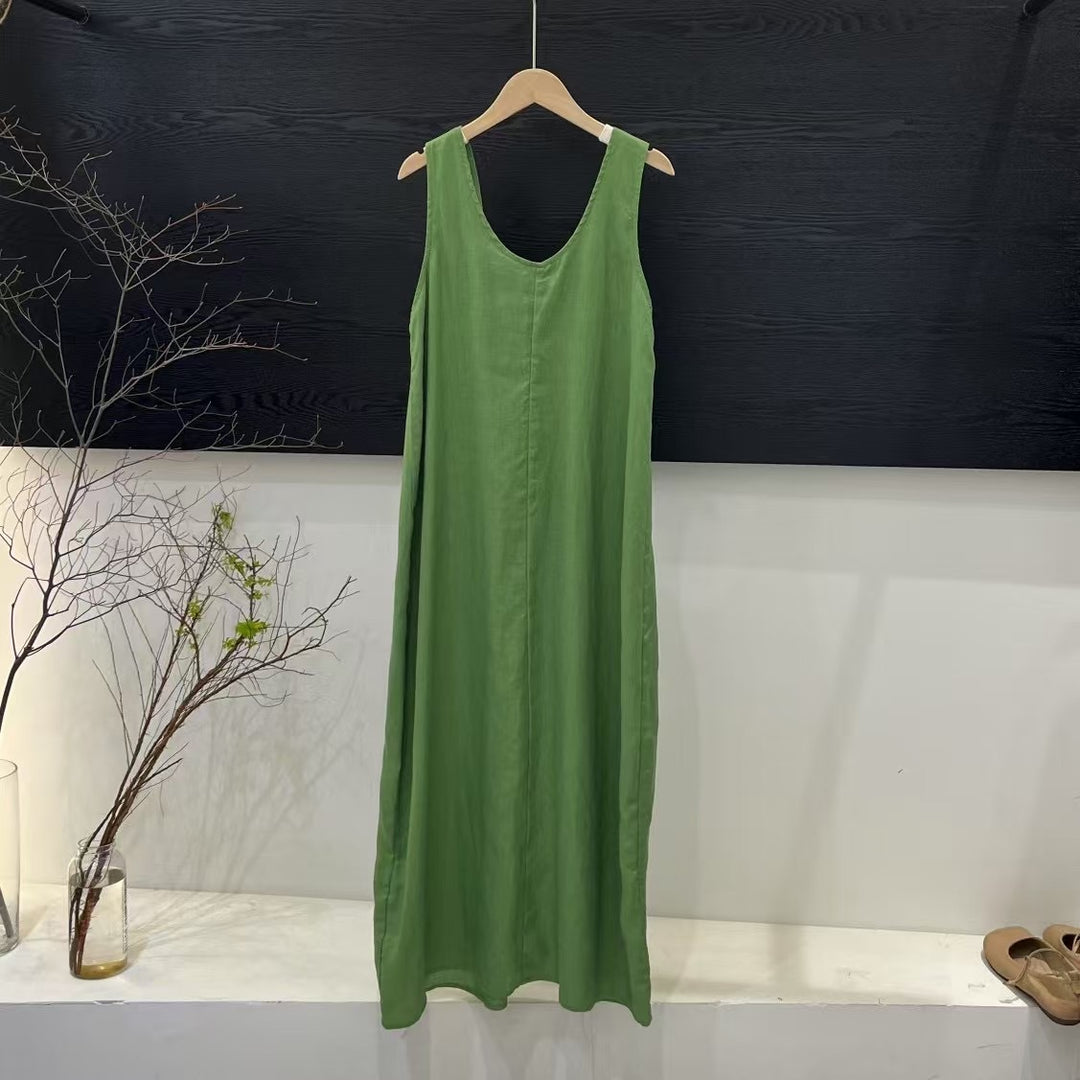 Femme A-linje Maxi kjole med justerbare stropper Stilla