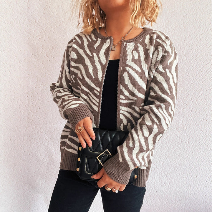 Damer mode cardigan med iøjnefaldende dyreprint Stilla