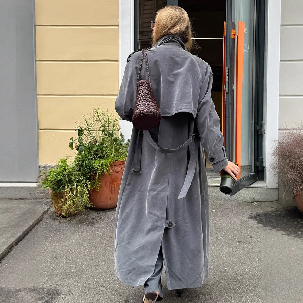 Damer elegant lang trenchcoat med struktureret design og bred krave Stilla