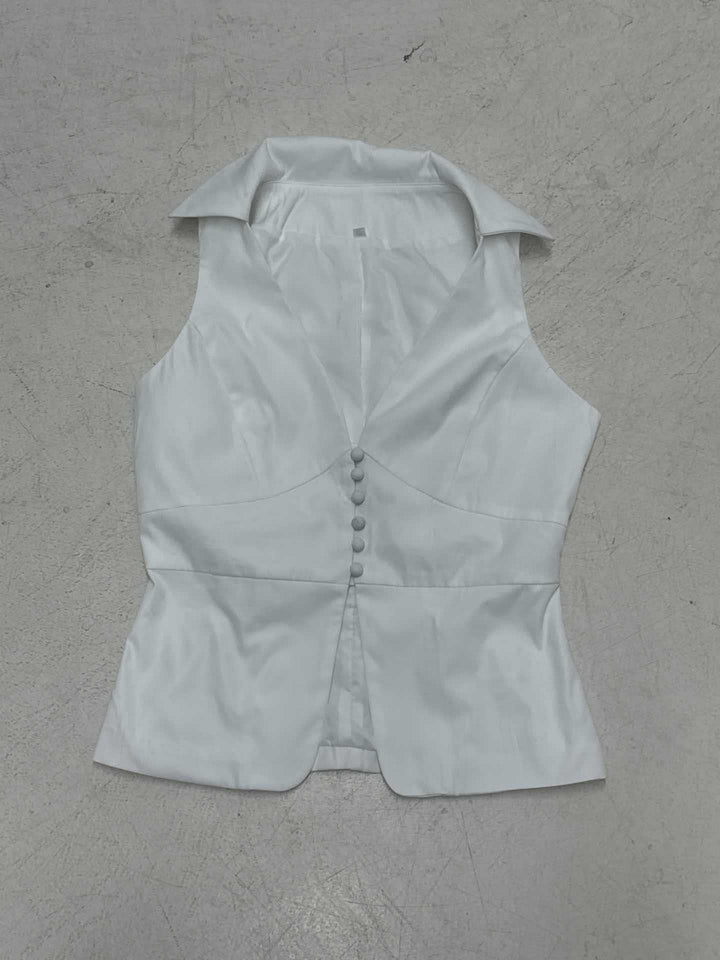 Dame ærmeløs blazer-top med elegant snit og smagfulde knapdetaljer Skovae