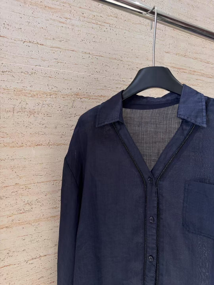 Damer Let Fritid Button-Up Skjorte Stilla