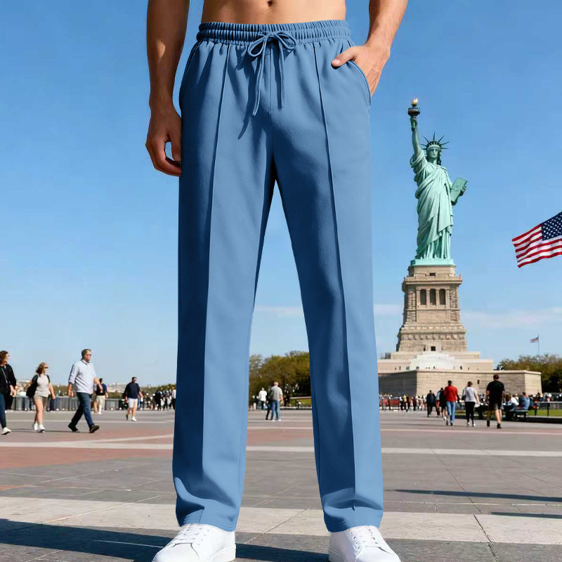 Herrer afslappet-elegant press fold sweatpants med pressefold, elastisk tunneltræk og sidelommer Skovae