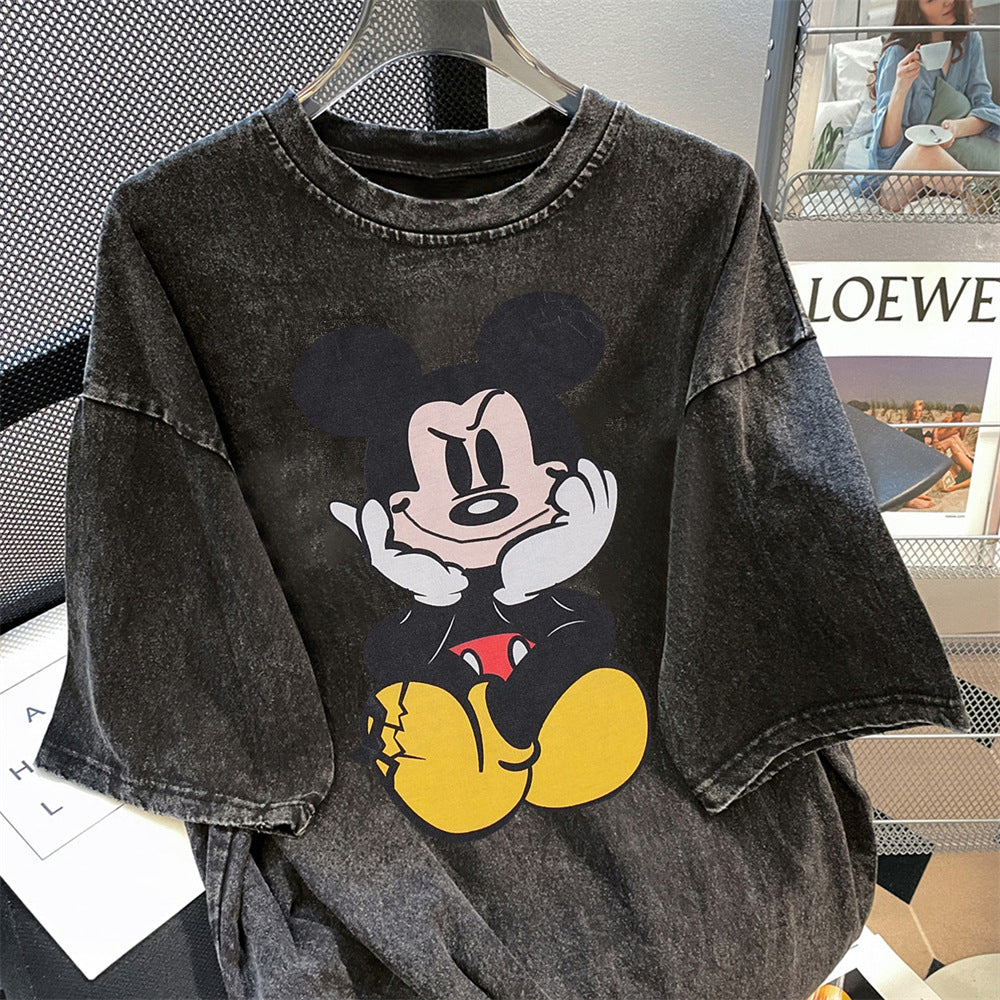 Dame T-shirt med unikt Mickey Mouse motiv Stilla