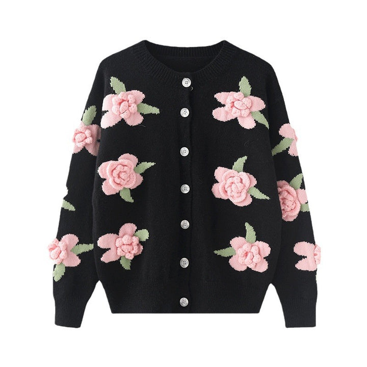 Femme Floral Applikation Strikcardigan Stilla