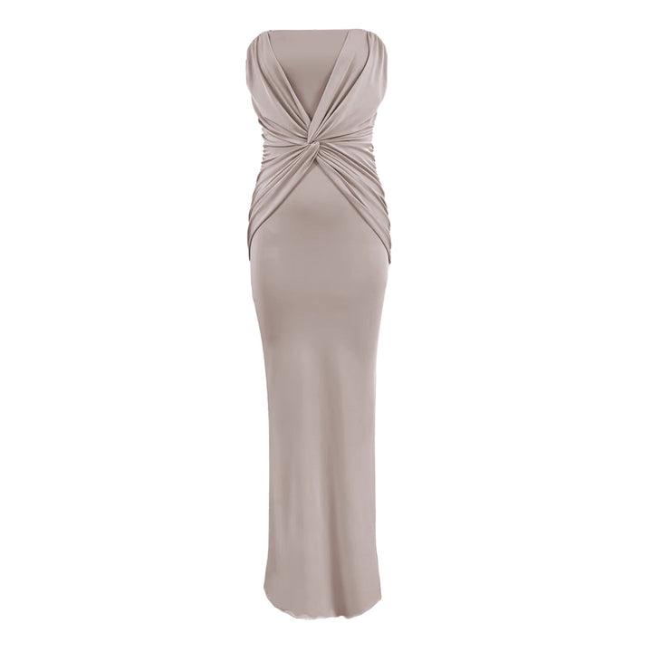 Dame Elegant Minimalistisk Aftenkjole med Draperinger Skovae