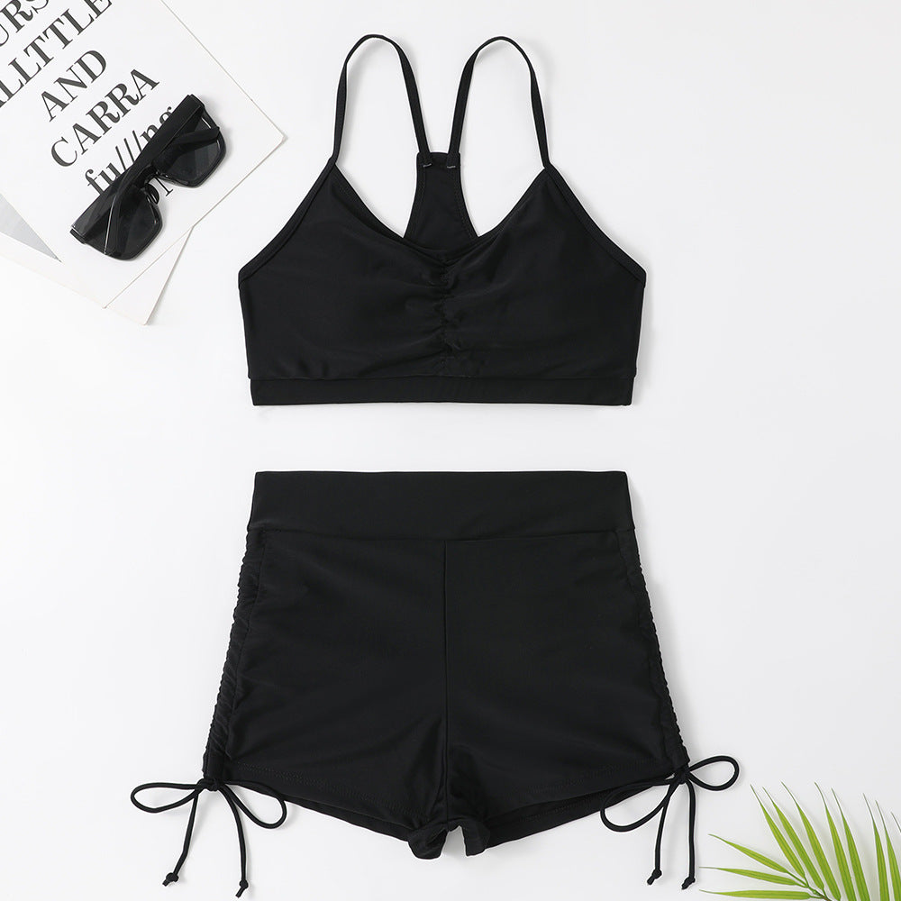 Femme Højskåret Bikini top og Shorts sæt med justerbare snore Stilla