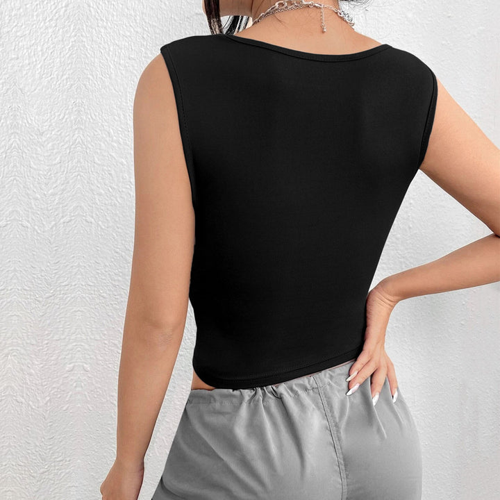 Kvindernes cropped tanktop med sofistikeret samling og firkantet udskæring Stilla