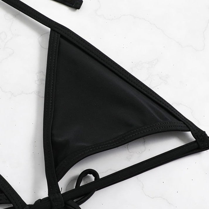 Dame trekant-bikini-sæt med flettet nederdel og justerbare stropper Skovae