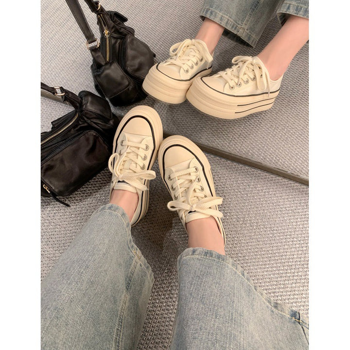 Dame platform sneakers med forhøjet sål og snørebånd Stilla
