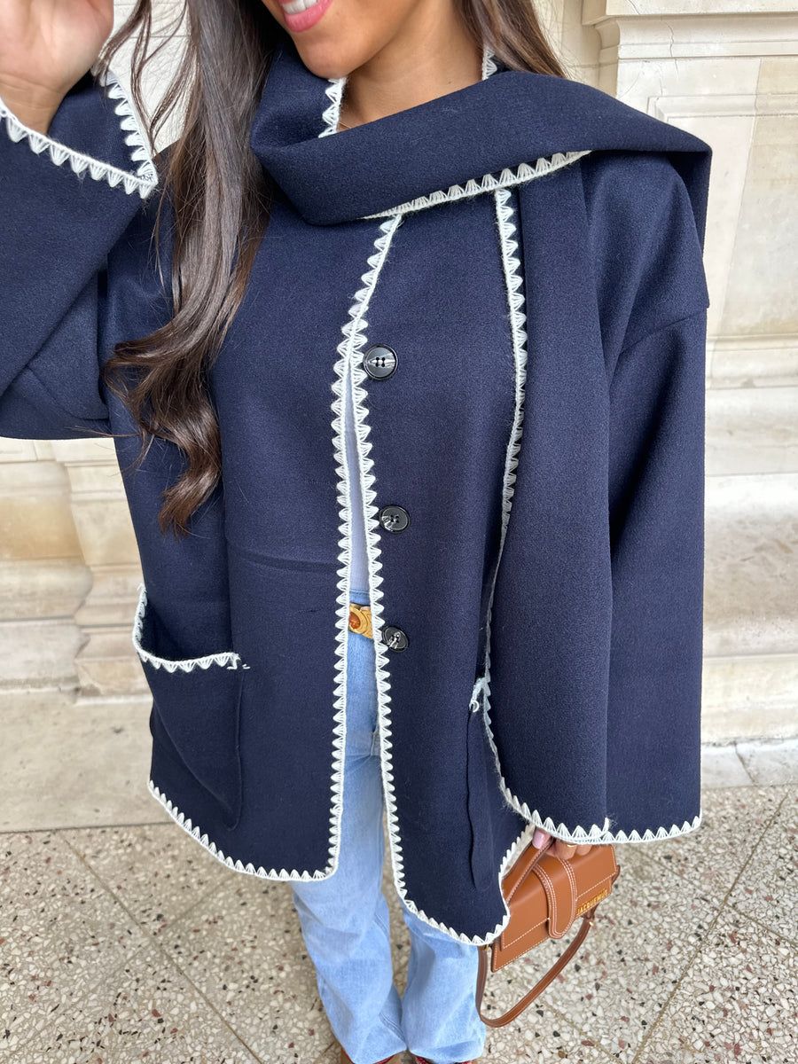 Damer Mode Oversize-Jakke med Kontraststing Stilla