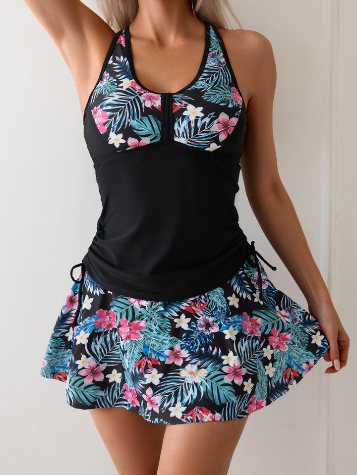 Dame Tankini-sæt med moderne nederdel og blomsterdesign Stilla