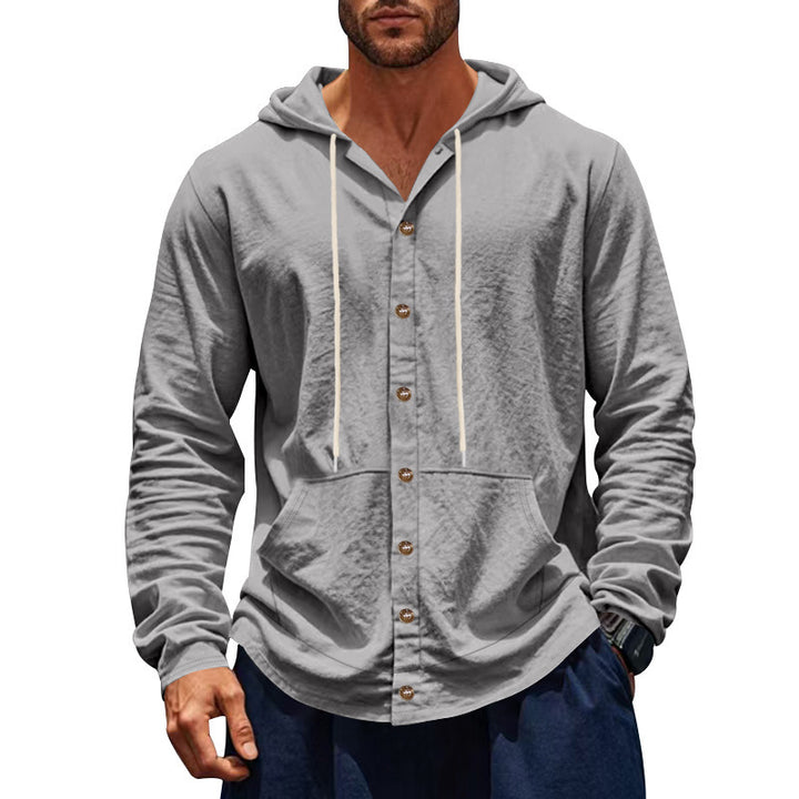 Herrer mode hoodie med struktureret design og praktiske knapper Stilla