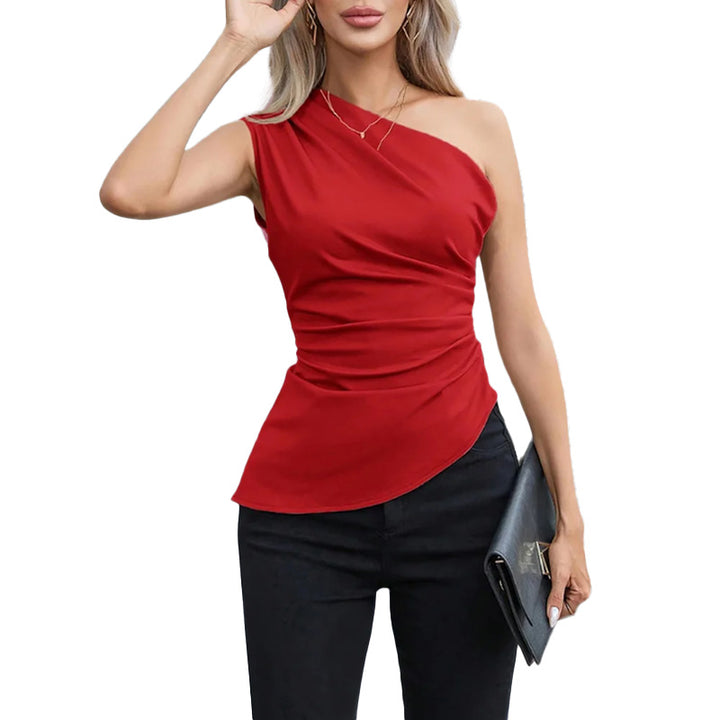 Damer Elegant One-Shoulder Top med Volanger og Asymmetrisk Snit Stilla