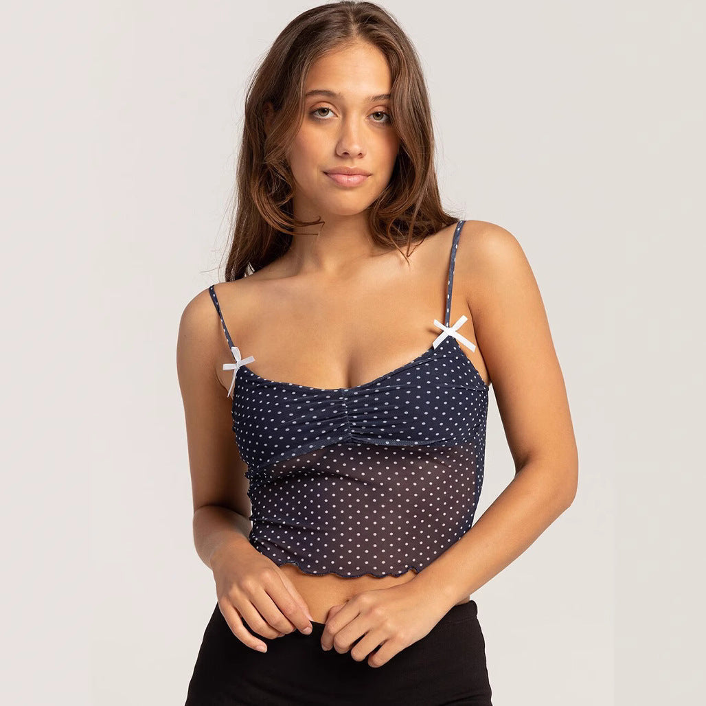 Dame prikket Crop-Top med justerbare stropper Skovae