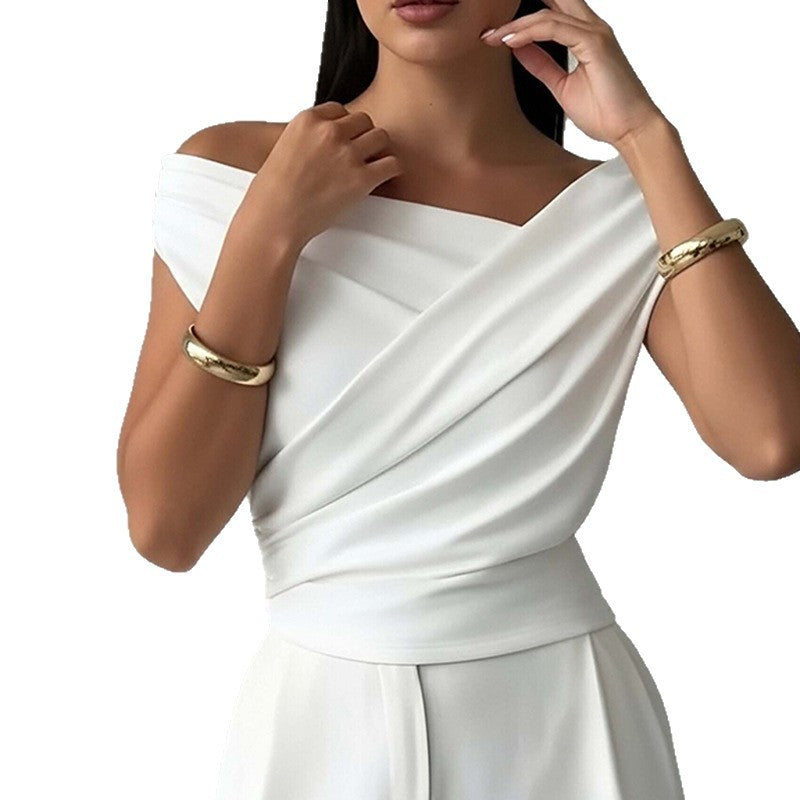 Damer Elegant Top med Wrap Look og en Skær Betoning Stilla