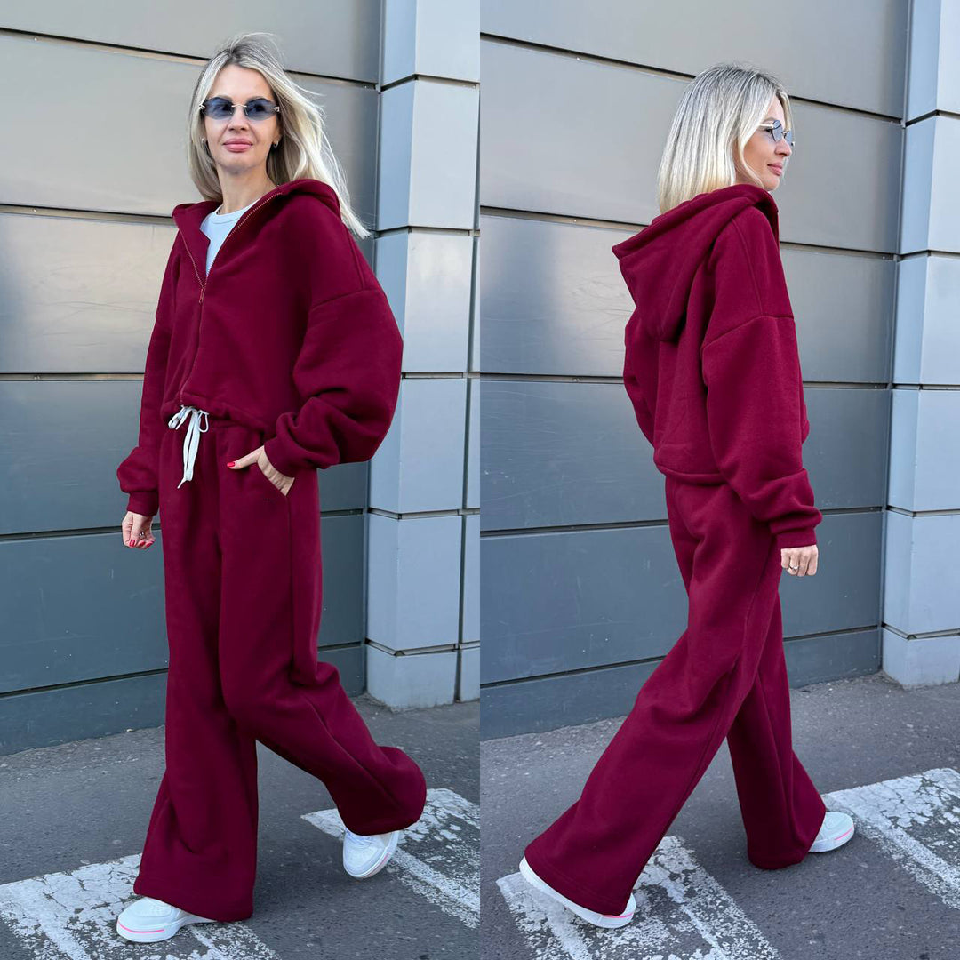 Kvinders Oversized Hoodie og Bred Bukser Sæt Chic & Stilfuld