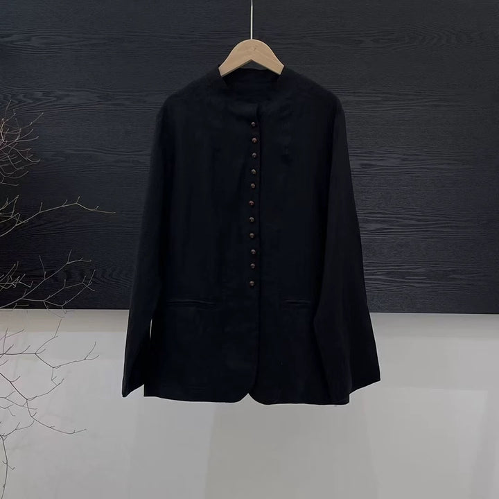 Femme Button-Up Linen Blazer Stilla