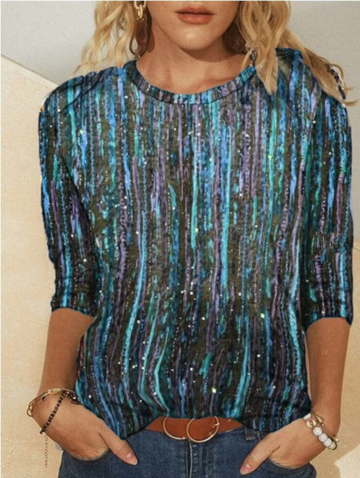 Dame luksus sweatshirt med glimmerstribe Stilla