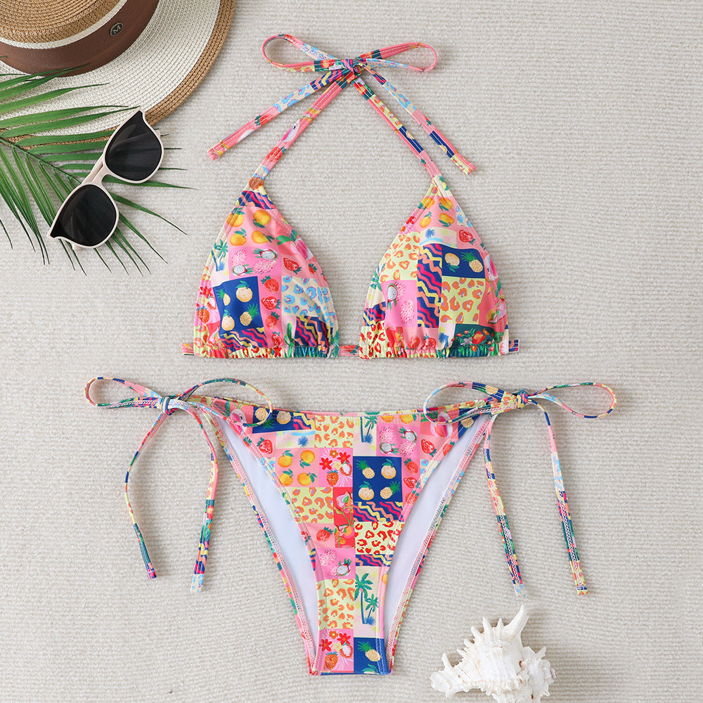 Dame blomster mønster triangel bikini Skovae