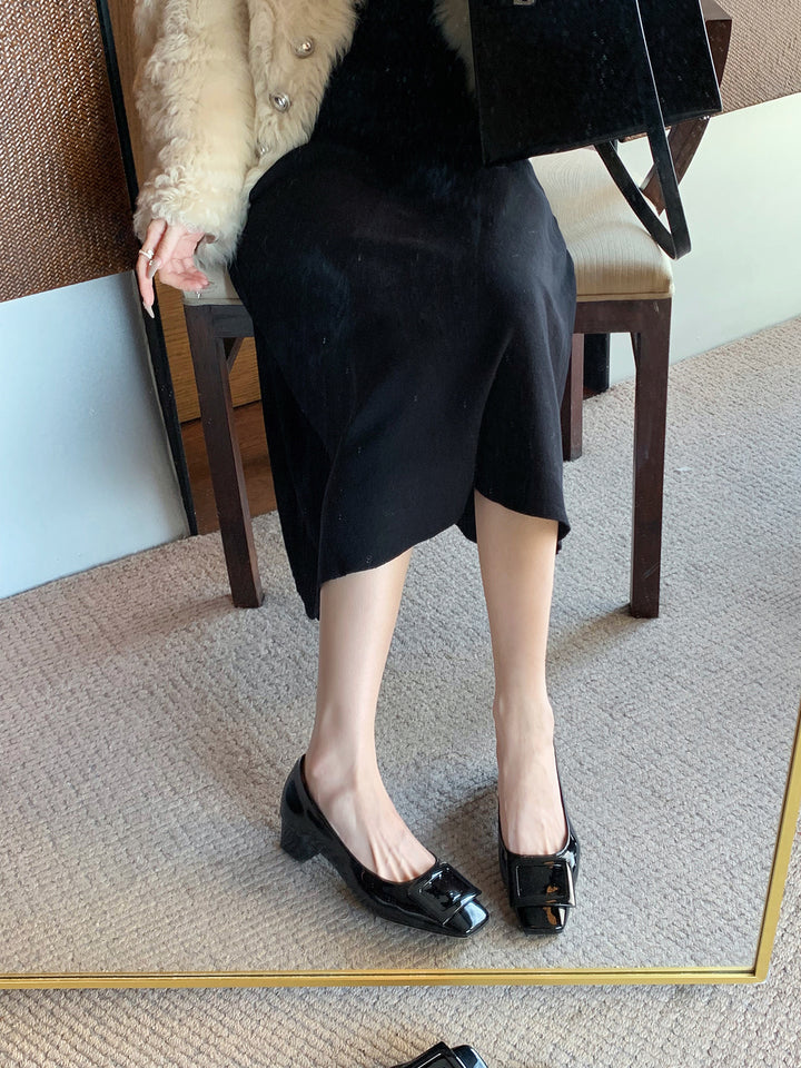Dame Elegant Blokhæl Mary Jane Pumps Stilla